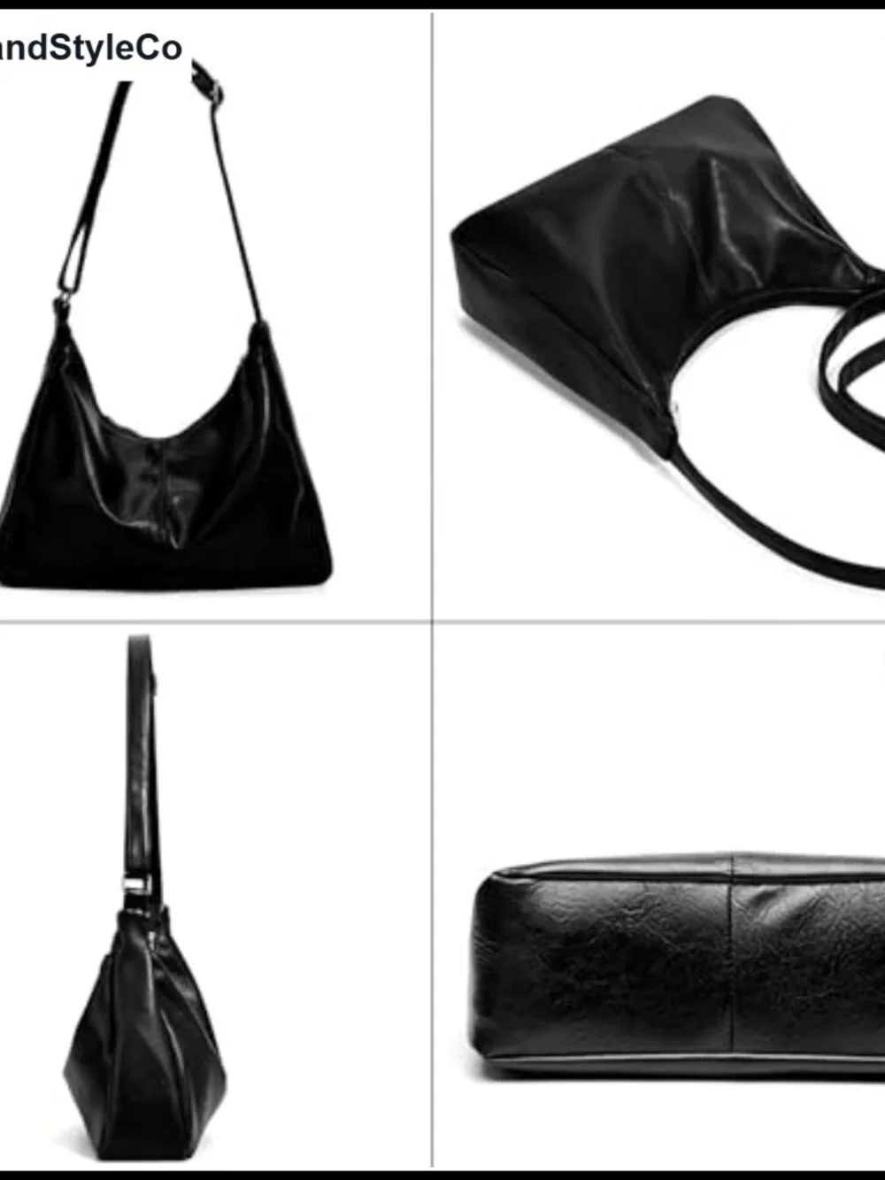 Faux Leather Hobo Shoulder Bag Slouchy Adjustable Strap Women Purse